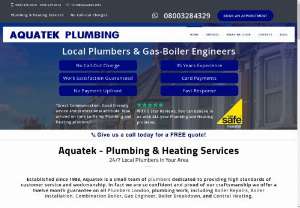Plumbers | Boiler installation | Central heating | AquaTek - Looking for professional plumbers? Aquatek is a one stop solution to provide boiler installation,  central heating and a number of plumbing services. Dial 0800 328 4329