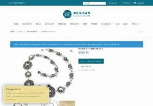 Momento Necklace > Mexican Silver Store - This stunning momento sterling silver necklace has simple silver beads joined together in an elaborate floral panel design.