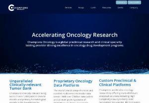 Champions Oncology - End to End Pharmacology Solutions - Leverage PDX models, humanized mice, syngeneic models and cell lines, to improve the productivity of oncology drug development at Champions Oncology