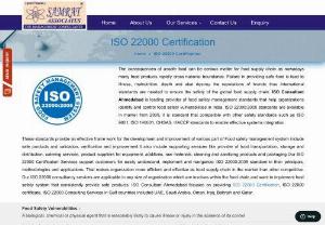 ISO 22000 Certification | ISO 22000 Consultant Ahmedabad - We are prominent service provider of iso 22000 Certification,  iso 22000 consultant Ahmedabad,  iso 9001 certificate,  based in Ahmedabad,  Gujarat,  India.