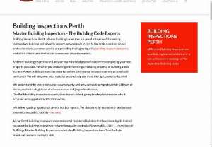 Master Building Inspectors - Professional building inspection services undertaken by registered builders.