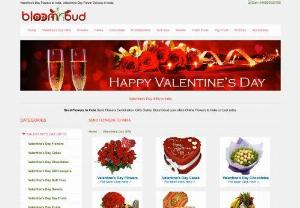Valentine Flowers Online India - Send Valentines day flowers,  cake,  personalized gifts in India. Fresh Flowers Guaranteed. Bloomnbud offers best valentines flowers and cake delivery in India