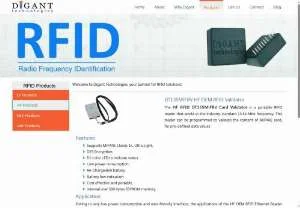 Screenshot of Digant Technologies HF OEM RFID Validator Neck Reader