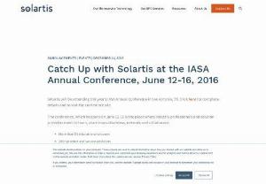 IASA tradeshow - Solartis will be attending this year's IASA Annual Conference in San Antonio,  TX. Click here for complete details and to visit the conference site. The conference,  which happens on June 12-16 is the place where industry professionals and solution providers meet to learn,  share innovative ideas,  network and collaborate.