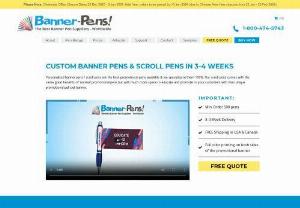 The Banner Pens Specialist USA - Banner Pens prints and manufactures quality promotional pens such as banner pens,  scroll pens,  flag pens and branded pens.