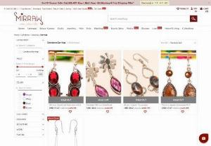 Gemstone Earrings Online - Latest collection of handpicked gemstone earrings collection online at mirraw. All Gemstones earrings are latest designs with gold and silver. Buy coral black,  Pink,  Green and more colors oval shaped gemstone earrings online at mirraw.