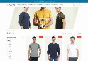 V-Neck T-Shirts for Mens - Shop wide range of Henley,  V-Neck Long Sleeve & Short Sleeve Cotton T-Shirts for Men online in India at Zobello