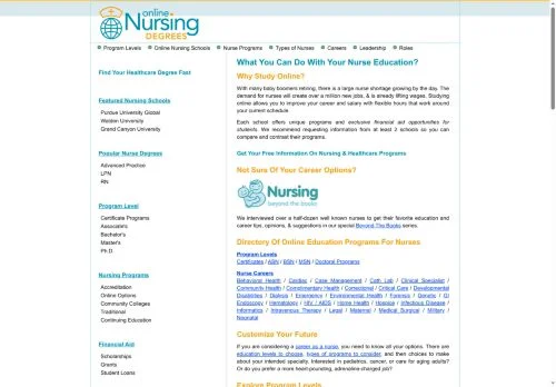 Screenshot of Online Nursing Degrees - RN to BSN & MSN Programs