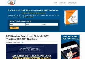 ARN Number Search and Status - ARN stands for Application Reference Number which is generated after the submission of the enrollment application,  which is signed electronically or Digital Signature (DSC) at GSTN Portal.