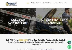 AAP Car Battery Replacement Specialist - AAP Car Battery Replacement Specialist is a Singapore based company offering professional car battery replacement and jumpstart roadside services. Our mechanics are trained and certified in providing the best car battery replacement services for all Japanese,  Korean and Continental cars. Our friendly mechanics are polite and love to share their practical maintenance tips with you. We are fast and available 24x7 Singapore wide. Call 8683 6878 today for AMARON,  BOSCH and HOPPECKE car batteries.