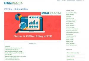 Online-Offline Filing of ITR | Legalraasta knowledge portal - People are willing to file the return but think the process is too complicated. Now,  ITR can be done by both online-offline filing.