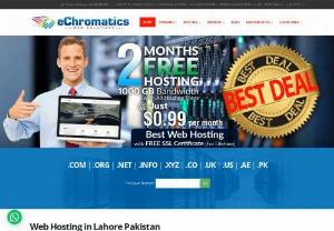 Web Hosting in Lahore Pakistan - Are you searching for web hosting in Pakistan either web hosting in Pakistan or Domain registration in Pakistan. Subscribe with eChromatics Web Solutions among web hosting companies in Lahore Pakistan offers Free domain name registration and domain check. A 30-day money-return guarantee.