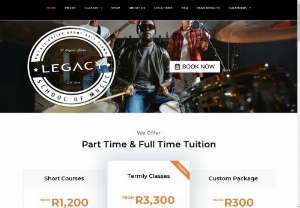 Legacy School of Music - Legacy School of Music is a part time music school offering lessons in Guitar,  Drums,  Piano,  Bass,  Vocals,  Music Production,  Live Performance,  Music Theory,  Aural Training and Music Business. We also offer A Year of music dedication through our Gap Year course for Matriculants as well as short courses.