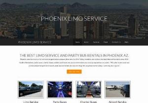 PHX Limo Service - Phoenix Limo Service is the valley's premiere limousine and chauffeur service. Offering service throughout Arizona,  we take pride in being Phoenix's preferred limo provider. Specializing in airport shuttle services to and from az's sky harbor,  chauffeuring corporate events,  and catering to Arizona's biggest events,  we are sure you will be pleased with the best limo service phoenix has to offer. With a huge fleet of vehicles including sedans,  suv's,  stretch limos,  hummer limos,  party buse
