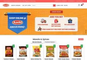 Masala manufacturers - Aachi Masala Foods (P) Ltd. Produces South Indian spice powders and other food products. It provides masala powders,  rice paste,  cooking paste,  ready to cook meals,  pickles,  and flour items. The company's products include Pure Spices,  South indian Masala,  North Indian Masala,  Veg and Non Veg Pickles,  Ready to cook powders. Aachi Masala Foods (P) Ltd. Was founded in 1995 and is based in Chennai,  India