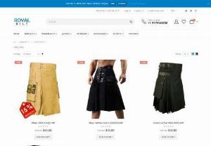 Royal Kilt - Leather Kilts are customized and made to measure. Check out our collection or send us your requirements. We use 100% pure Leather for our Kilts and can design and make as per your choice. Utility kilts are of top quality custom made and the perfect fit with affordable prices.