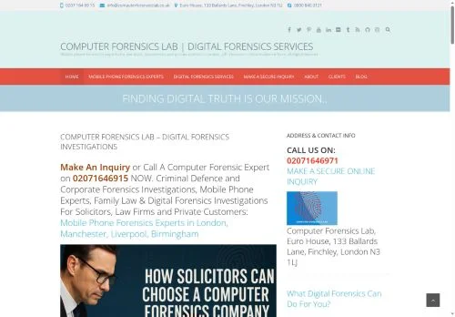 Screenshot of Computer Forensics Lab | Digital forensic investigations into civil and criminal cases for law firms, businesses and private clients in London, UK