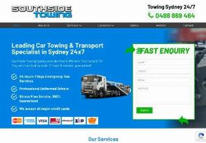 Towing Sydney Emergency Services 24/7 Car Towing & Tow Trucks Near - Southside Car Towing Sydney offers Tilt Tray Emergency Tow Service 24/7. Reliable & On-time. We Tow Trucks, Cars, Vans, SUVs & 4wds. We are ready anytime.