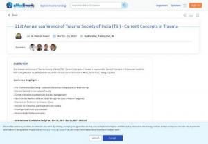 TSI - Orthopedics Conferences in India, Hyderabad | Current Concepts in Trauma 2018 | Trauma Conferences 2018 - Trauma Conference: 21st Annual conference of Trauma Society of India (TSI) - Current Concepts in Trauma is organized by Current Concepts in Trauma and would be held during Mar 23 - 25, 2018 at Hyderabad International Convention Centre (HICC), Hyderabad, Telangana, India.