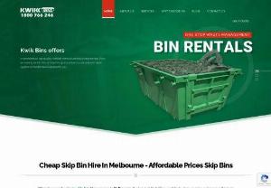 Kwik Bins - Kwik Bins is a leading skip hire company based in Mordialloc extending the rental services in South Eastern suburbs of Melbourne. We pride ourselves in providing excellent skip bin hire,  mini skip hire and rubbish bin hire service to all the residential and commercial sectors of Melbourne. Our range of cheapest skip bins comes in various sizes from 2 cubic metres to 31 cubic metres to serve the wide array of waste management needs.