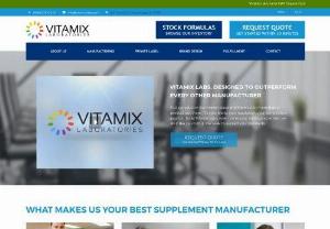 Custom vitamin manufacturer - Vitamix Laboratories is a globally recognized contract manufacturer and private labeler of vitamin supplements dietary supplements,  sport nutrition products,  Protein Powder and nutraceuticals based in Commack,  New York.