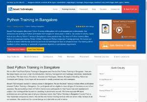 Python Training in Bangalore | Best Python Course in Bangalore | Placements - Learn Python training in Bangalore with 100% Job Oriented. We Rated as the Best Python training institute in Bangalore offered by Certified Experts. Call 87672 60270