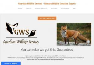 Guardian Wildlife Services Wildlife Removal - Animal Control Specialist - Guardian Wildlife Services are experts in wildlife removal, animal control, damage repair, exclusion, and population control. We can get any pest out and keep them out, guaranteed!