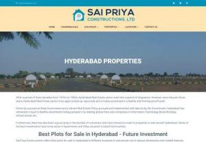 Best Plots for sale in Hyderabad - Best Plots for sale in Hyderabad offered by Sai Priya Constructions available from 200 sq yards to 1250sq yards with affordable Pricing at prominent locations like Shankarpalli in Hyderabad. Check out our Best Land for sale in Hyderabad with approved layout and lot of amenities with affordable and cost-effective.
