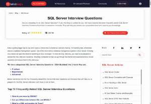 SQL Server Interview Questions For 5 Years Experience - If you're looking for SQL Server Interview Questions for Experienced or Freshers,  you are at right place. There are lot of opportunities from many reputed companies in the world. According to research,  the average salary for SQL Server ranges from approximately $69,674 pa. So,  You still have the opportunity to move ahead in your career in SQL Server certification guide. Mindmajix offers Advanced SQL Server Interview Questions & Answers 2018 that helps you in cracking your interview & acquire.