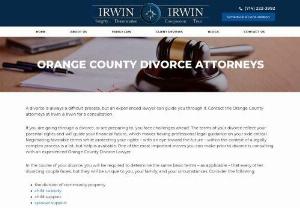 Orange County Divorce Attorney - Irwin & Irwin Family Law is a full-service divorce and child custody law firm in the cities of Fullerton and Newport Beach,  in Orange County,  California. The team at Irwin & Irwin Family Law provide both litigation and mediation services for matters relating to divorce,  child custody,  domestic violence and minors counsel.