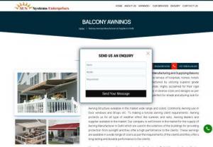 Balcony Awnings Manufacturers/ Supplier in Delhi - Balcony Awnings Manufacturers in Delhi - AK Awnings (+91-9599555370) is one of the Best Balcony Awnings Manufacturers,  Suppliers and Dealer Company in Delhi,  India