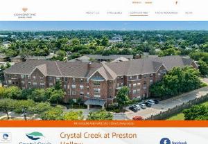 Crystal Creek at Preston Hollow | Cornerstone Senior Living - Crystal Creek at Preston Hollow is in a tranquil setting in the heart of North Dallas. Inside, you’ll find a welcoming staff and great amenities and service.