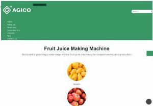 Fruit juice machinery manufacturer and supplier - TICO is an experienced wood pellet machine manufacturer and supplier in China. Our products include fruit juice extractor, fruit washing machine, fruit sorting machine, complete fruit juice production line. 