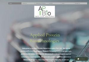 Applied Protein Biotechnologies - Applied Protein Biotechnologies is an advanced protein engineering Biotechnology Company innovating new production methods for establishedvaluable reagents,  fine chemicals in the Laboratory Research Reagents space as well as innovative products for the health and wellness industries