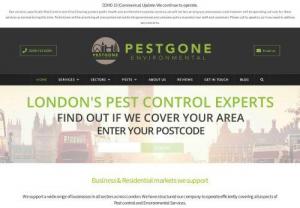 Pest Control Experts in London - PestGone Environmental - Professional & experienced pest control services in London. Well trained military retired staff. Best pest removal for commercial and residential property.