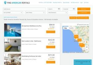South America Vacation Home Rentals - FindAmericanRentals offers you the chance to discover many other popular destinations in South America! You can imagine, with fantastic views of both the mountains and local islands. Relax, refresh, and renew yourself at our cottage Vacation rentals in South America.