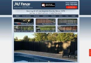 J&J Fence - J&J Fence provides high quality fences and gates to Los Angeles County at affordable prices. We have over four decades of experience in the design,  installation,  and repair of chain link,  wrought iron,  aluminum,  wood,  and vinyl fencing. Thousands of satisfied customers rely on us for our expert workmanship,  superior customer service,  and honest prices. Contact us today for a free quote.