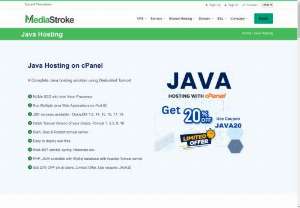 Java Shared Web Hosting Services India | MediaStroke - MediaStroke offers affordable and reliable Java shared hosting with a Dedicated Tomcat on cPanel. Get unlimited NVMe SSD space and bandwidth with a secure server. Easily configure java applications.
