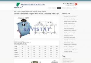 Single, Three Phase Oil cooled, Tank Type, Variable Transformer | Ravistat, Thane, India - We are Single, Three Phase Variable Transformers include a full range of Oil cooled, Tank Type Variable Transformer by Ravistat from Thane, India.