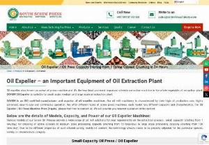 Oil Expeller | Oil Press Machine | Oil Expeller Manufacturers In India - Our oil expeller machines are widely acclaimed for its salient features of durability, reliability, sturdy design, excellent finish, cost effectiveness and delivering high performance. 
