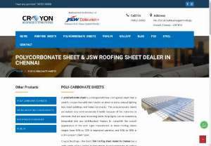 JSW Roofing Sheet Dealer in Chennai | Polycarbonate Sheet Price in Chennai - Crayon Roofing & Structures is the best JSW roofing sheet dealer in Chennai. Our polycarbonate sheet price in Chennai is very much affordable. Contact us now!.