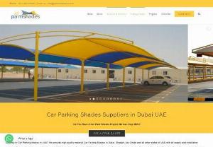 Car Parking Shades Suppliers in Dubai - Palm shades provide all kind of car parking shades in Dubai and all other states of UAE. Palm shades offer high-quality parking shades material in UAE to its client with a warranty of 5 to 15 years. As weather of UAE is very hot palm shades providing all kind of shading solutions that protect people of UAE and their products from harsh sun UV rays.