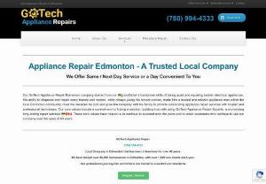GoTech Appliance Repairs In Edmonton - GoTech Appliance Repairs and Refrigeration Services brings a wide range of appliance repair and in-home service for all kinds of kitchen equipment,  which includes dishwasher,  washer,  dryer and refrigerators. Expert service professionals here can help you repair such appliance. Contact us for any kind of repairs across Edmonton.