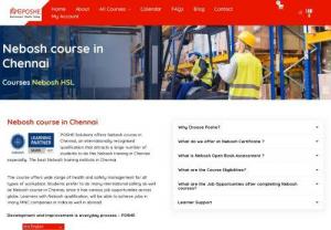 Nebosh courses in Chennai | Nebosh in Chennai | Safety training Institute - Approved centre for NEBOSH Qualifications in Chennai, Nebosh courses delivered by approved trainers, Nebosh Safety Course in India							