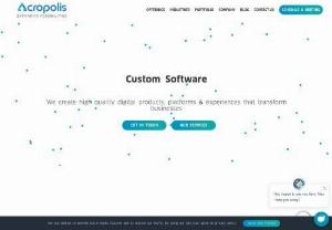 Enterprise Custom Software Development Company - Acropolis is a custom software development company catering clients from across the world. Services offered by Acropolis includes web design,  web development,  mobile app development,  software development,  etc.
