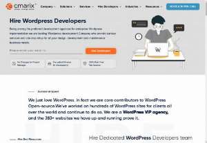 hire wordpress developer - WordPress developers at CMARIX has very good connection with WordPress community and have been contributors to the same. We provide at-par customized web app solutions when you hire WordPress developers from CMARIX. Our highly skilled WordPress programmers can unleash the potential of WordPress platform while exceeding end-user expectations.