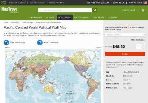 Pacific Centred World Political Wall Map - This world political map features relief shading to accurately depict each country's topography, which combined with an index makes the World Supermap the perfect educational tool, reference point or decorative map