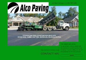 Alco Paving Inc - Alco Paving is one of Rochester,  NY's longest standing full-service road construction companies. From residential roads to commercial parking lots Alco can get the job done. Alco's specialization in slip form concrete curbs and gutters and large scale paving has made them an industry leader for over 36 years. Our contractor services include asphalt paving,  and concrete.