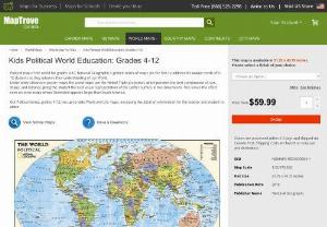 Kids Political World Education: Grades 4-12 - The Kids Political World Education map from the graded series is something that you'll love! The map looks simple yet appealing with tasteful use of colours and the key details overlaid on it. It combines a light-coloured palette