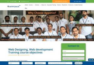 Web Design Training - We are one of the top web designing & web development training provider in Bangalore.
We provide 100% job guarantee after completion f the course.

Get the best web designing training in Bangalore. All our web designing trainers are very experienced IT professionals and love to share their practical knowledge with the students.

This course is designed to meet all level of student requirement.
